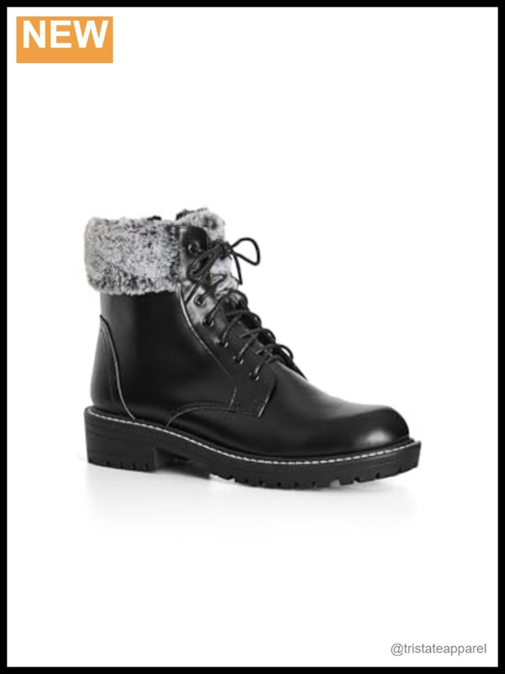 Faux Suede Wide Fit Ankle Bootie with Faux Fur Trim Side Zip Block Heel